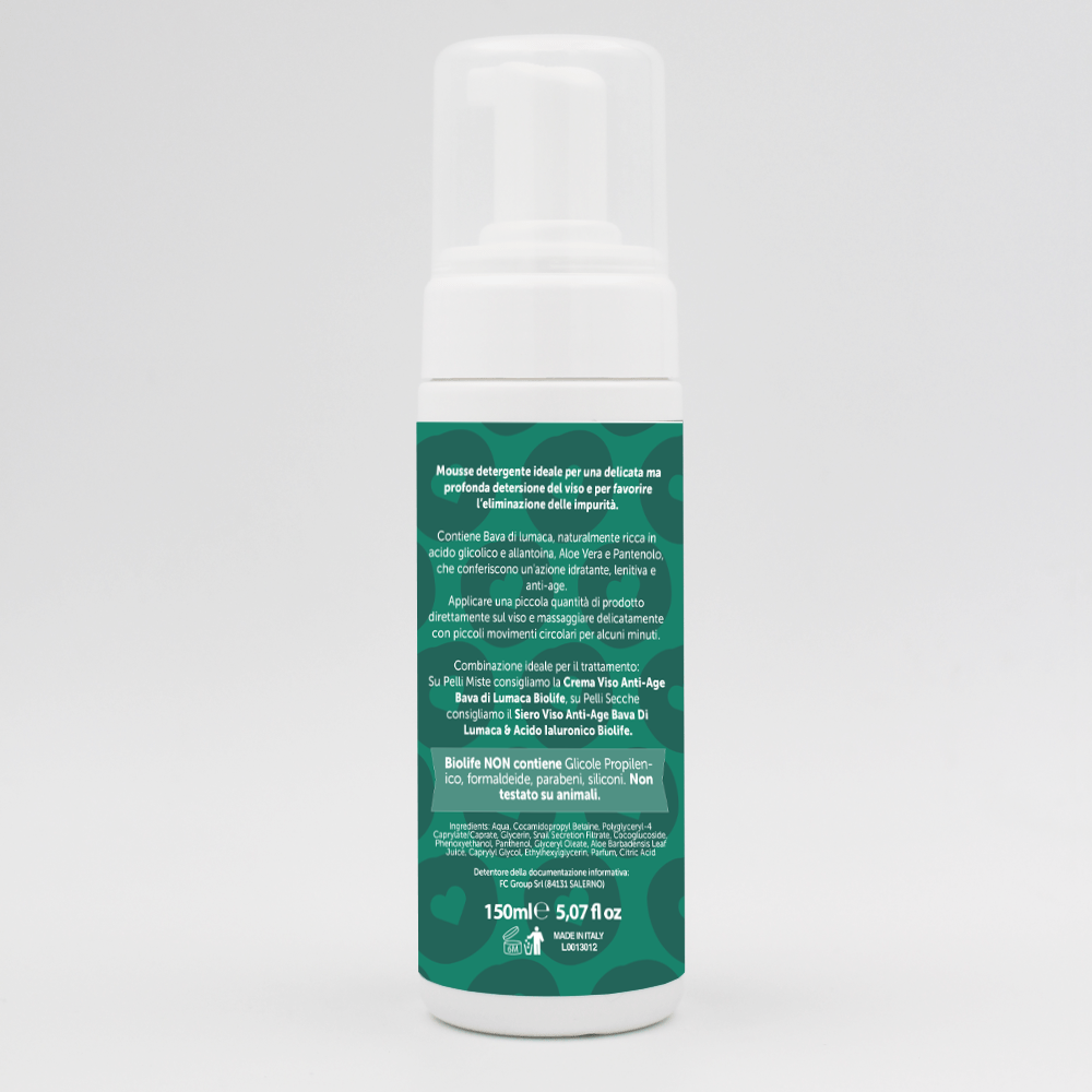 Mousse Detergente Delicata Bava di Lumaca 150ml - Detersione Bio | Biolife Swiss